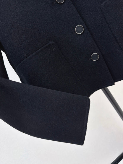 Hermes/26New Early Autumn Collared Wool Coat