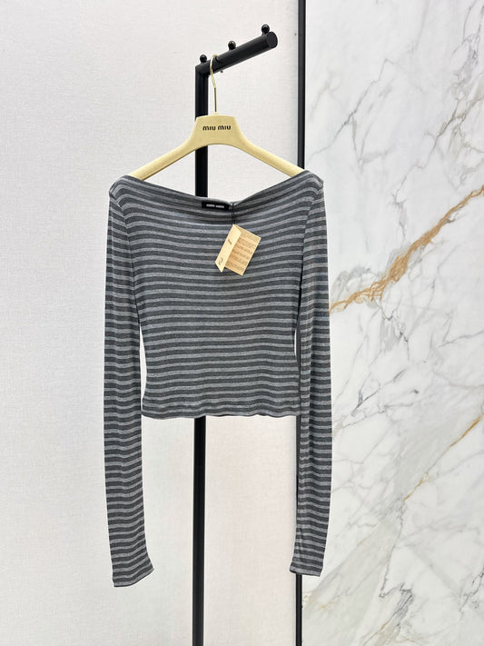 MiuMiu/26Latest Early Autumn Striped Cropped Top