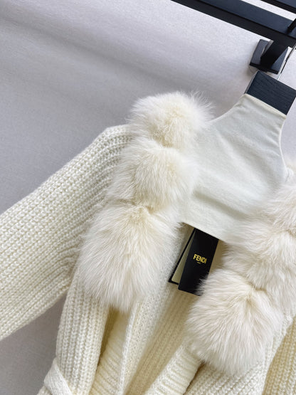 Fendi / 26 Fall/Winter Latest Fox Fur-Trimmed Knit Cardigan
