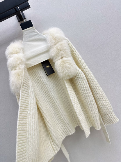 Fendi / 26 Fall/Winter Latest Fox Fur-Trimmed Knit Cardigan