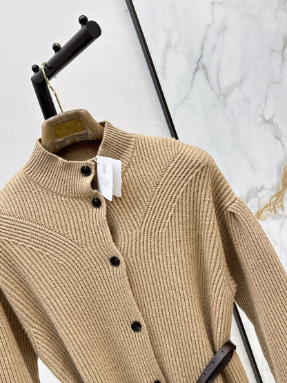 Brunello Cucinelli/26 Early Autumn Latest Long Stand Collar Cardigan
