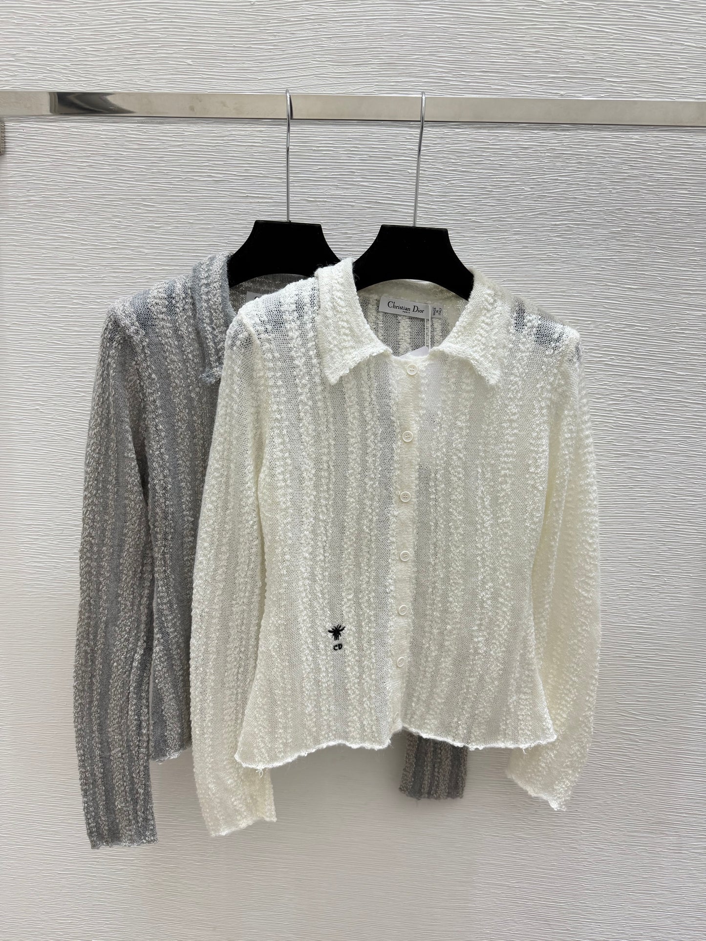 Dior/26 Early Autumn New Solid Color Simple Collared Knit Long-Sleeve Cardigan