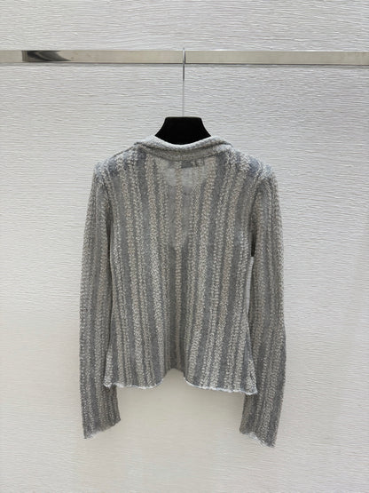 Dior/26 Early Autumn New Solid Color Simple Collared Knit Long-Sleeve Cardigan