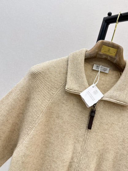 Brunello Cucinelli/26 Fall/Winter Latest Flat-Collar Cashmere Knit Jacket