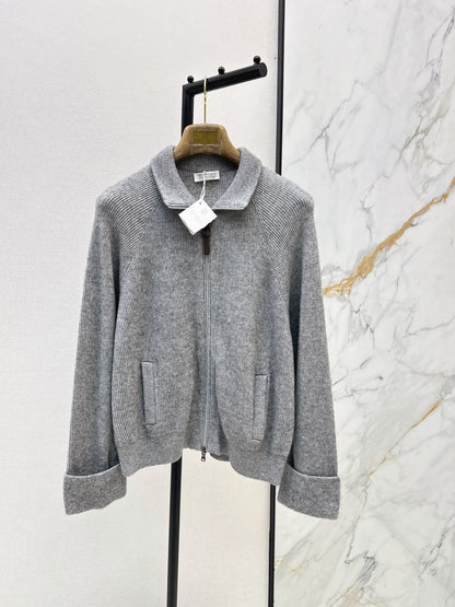 Brunello Cucinelli/26 Fall/Winter Latest Flat-Collar Cashmere Knit Jacket