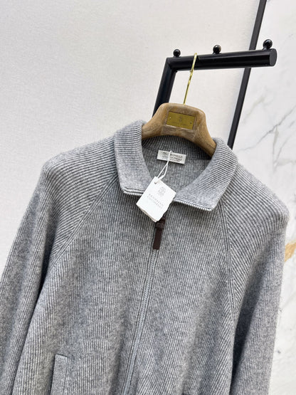 Brunello Cucinelli/26 Fall/Winter Latest Flat-Collar Cashmere Knit Jacket