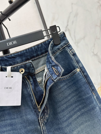 Dior / 26 Fall-Winter Latest Patchwork Design Vintage Washed Denim Jeans