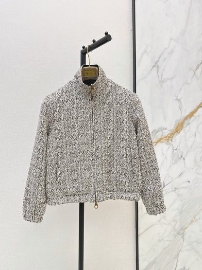Loro Piana/26 Fall/Winter Latest Tweed Gray Flight Jacket Outerwear