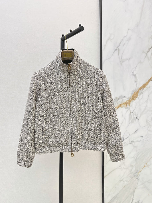 Loro Piana/26 Fall/Winter Latest Tweed Gray Flight Jacket Outerwear