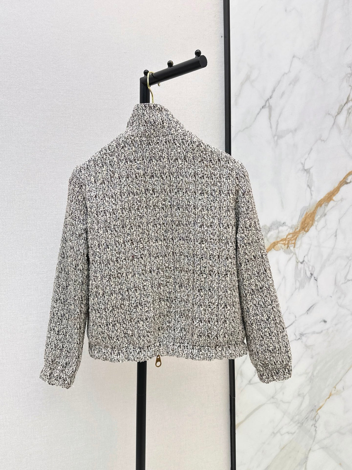 Loro Piana/26 Fall/Winter Latest Tweed Gray Flight Jacket Outerwear