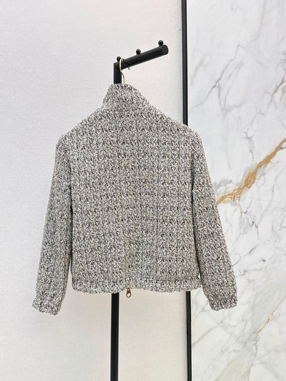 Loro Piana/26 Fall/Winter Latest Tweed Gray Flight Jacket Outerwear