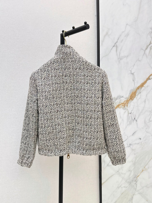 Loro Piana/26 Fall/Winter Latest Tweed Gray Flight Jacket Outerwear