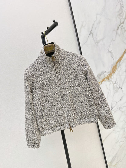 Loro Piana/26 Fall/Winter Latest Tweed Gray Flight Jacket Outerwear