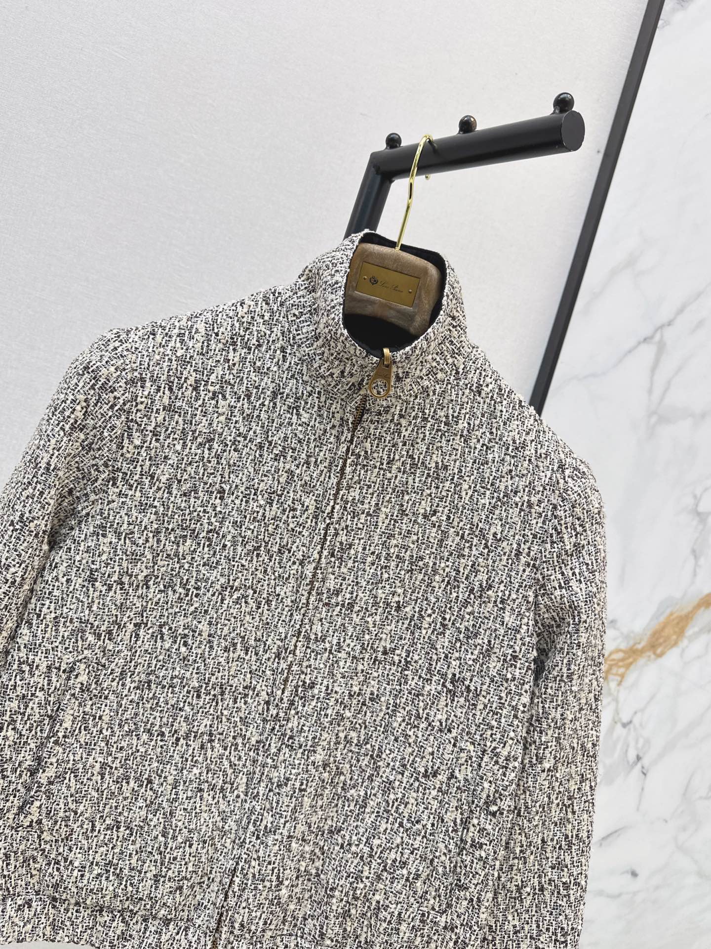 Loro Piana/26 Fall/Winter Latest Tweed Gray Flight Jacket Outerwear
