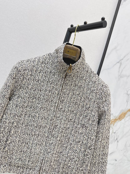 Loro Piana/26 Fall/Winter Latest Tweed Gray Flight Jacket Outerwear