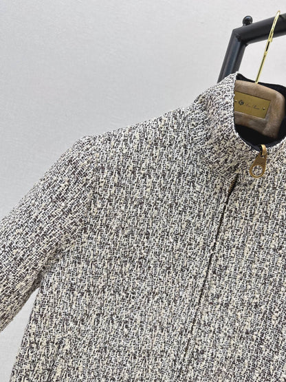 Loro Piana/26 Fall/Winter Latest Tweed Gray Flight Jacket Outerwear