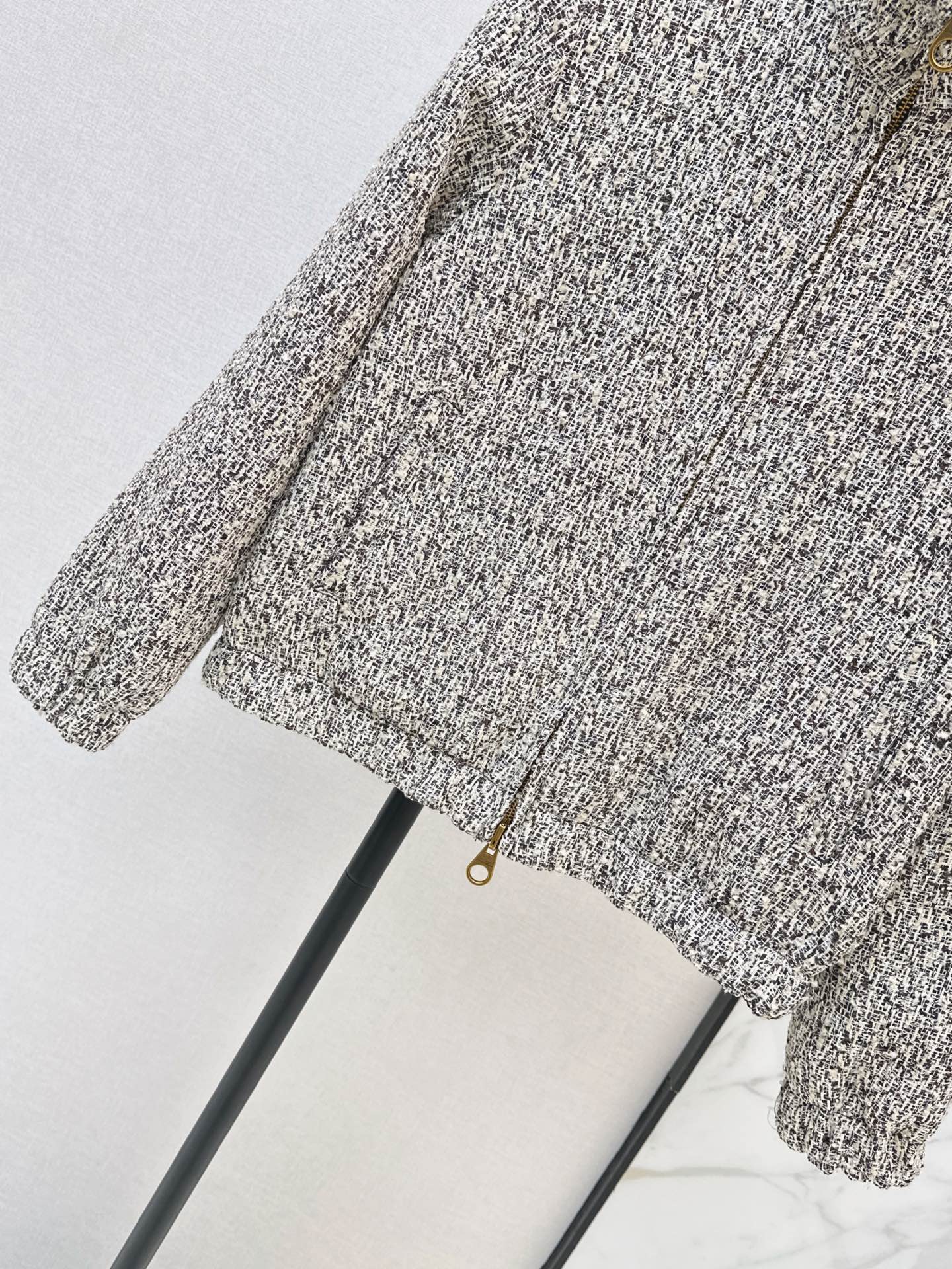 Loro Piana/26 Fall/Winter Latest Tweed Gray Flight Jacket Outerwear