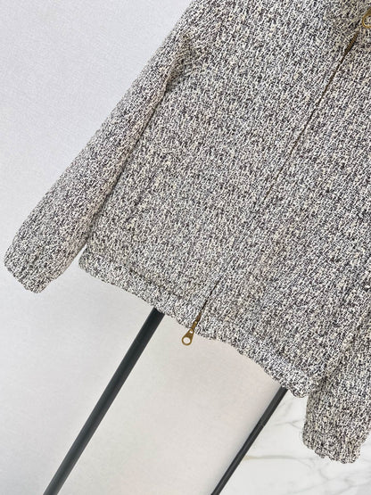 Loro Piana/26 Fall/Winter Latest Tweed Gray Flight Jacket Outerwear