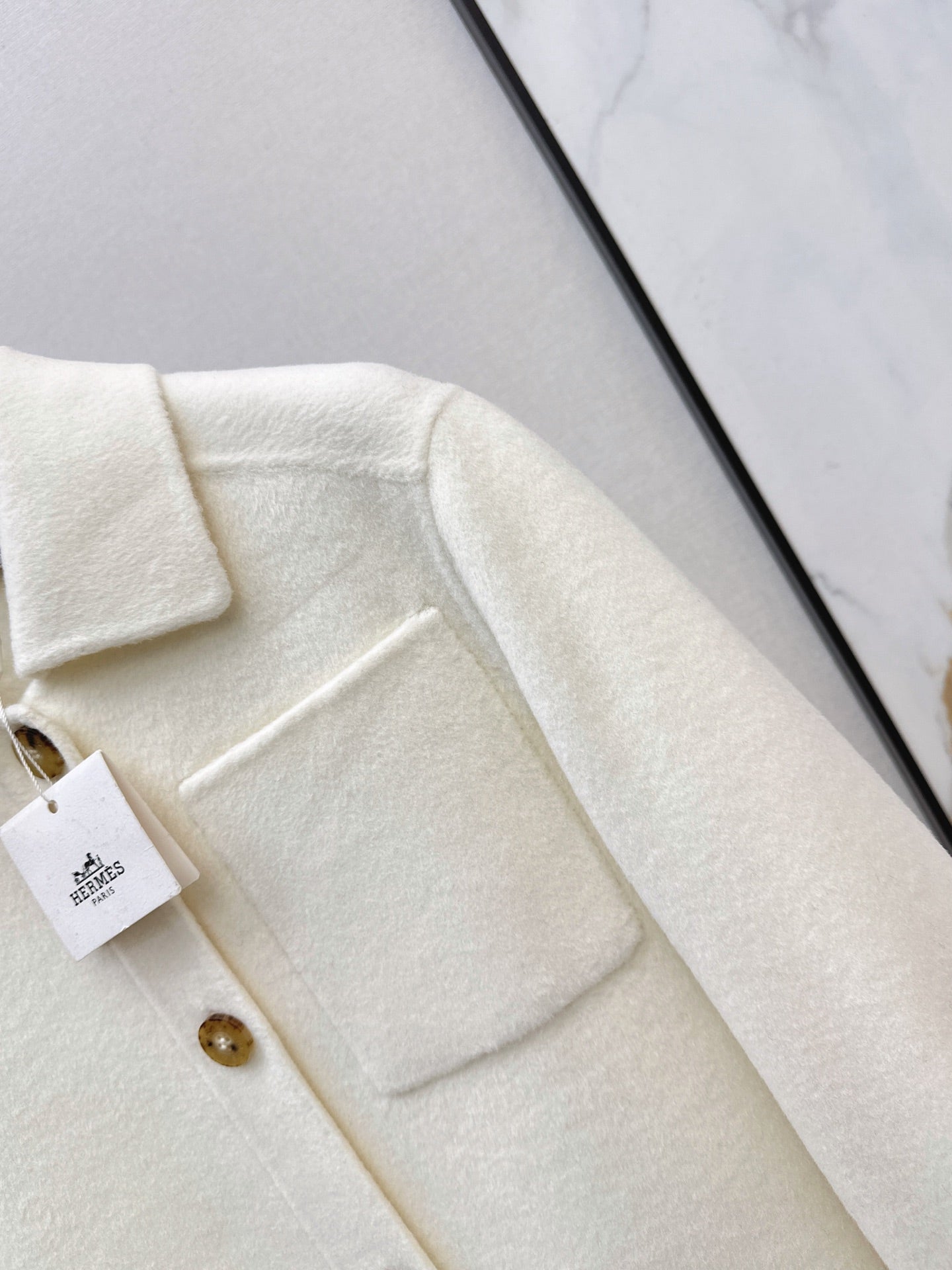 Hermes/26 Fall/Winter Latest Mid-Length Shirt-Style Double-Faced Wool Coat