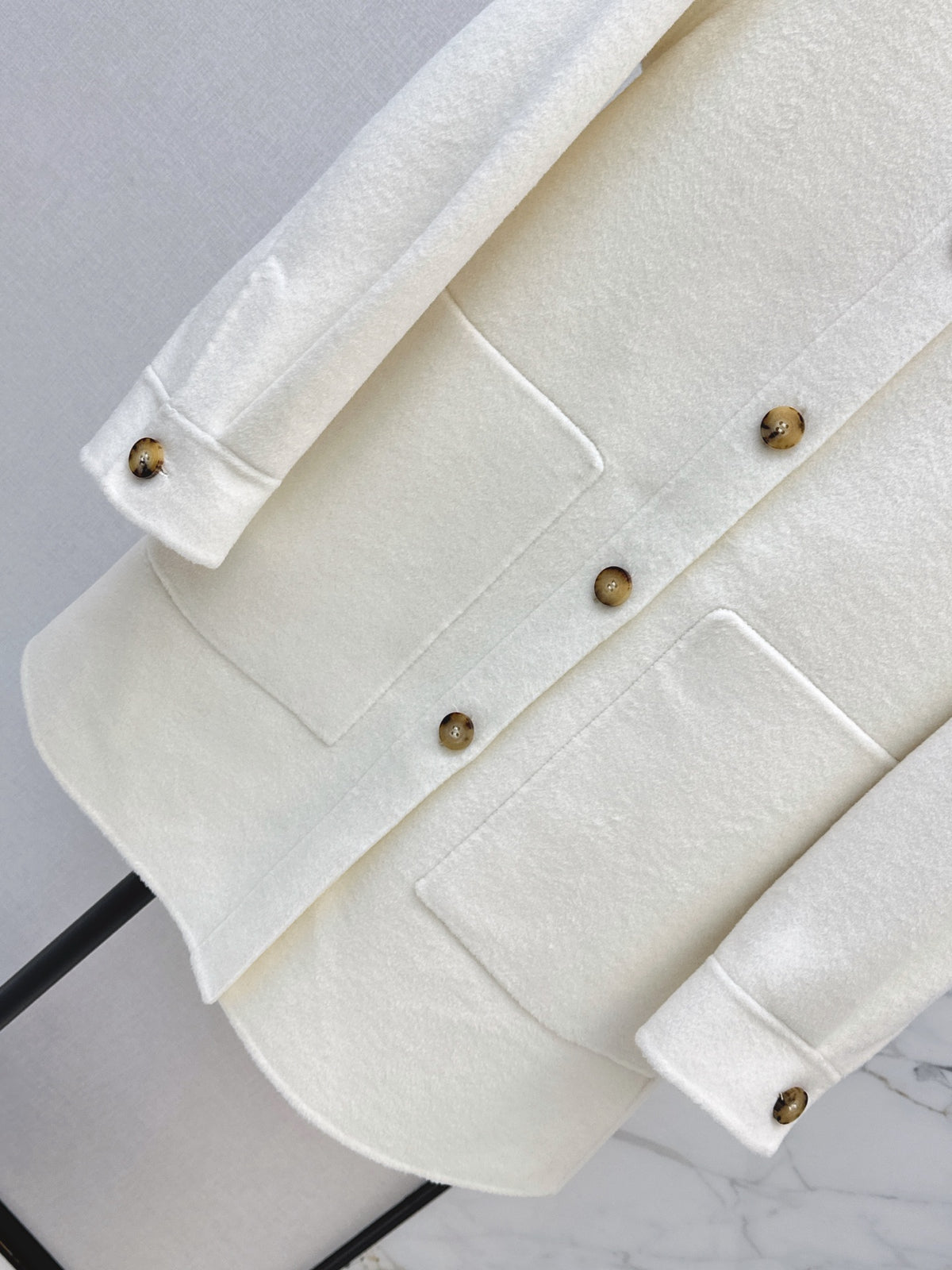 Hermes/26 Fall/Winter Latest Mid-Length Shirt-Style Double-Faced Wool Coat