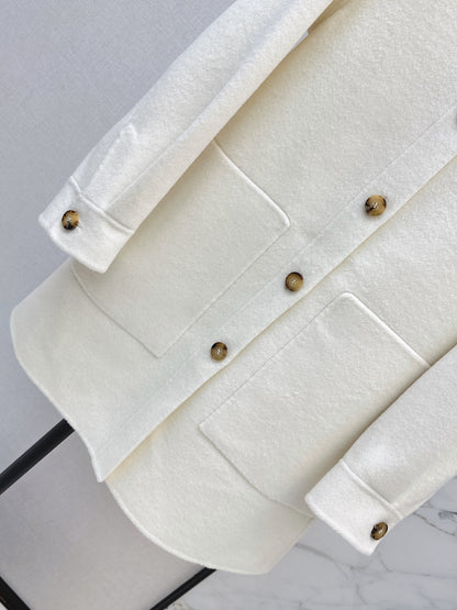Hermes/26 Fall/Winter Latest Mid-Length Shirt-Style Double-Faced Wool Coat
