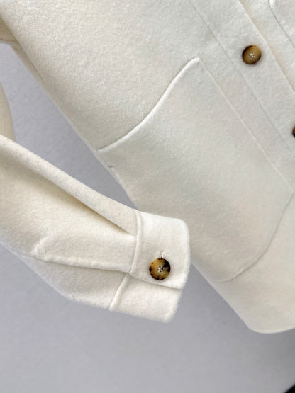 Hermes/26 Fall/Winter Latest Mid-Length Shirt-Style Double-Faced Wool Coat
