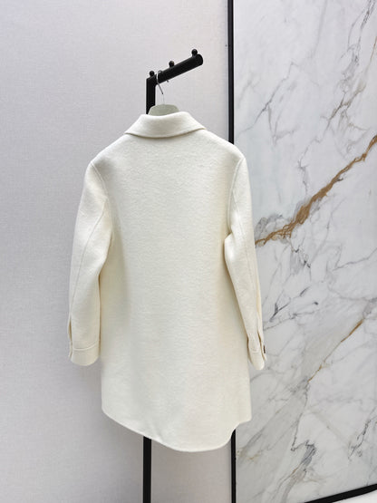 Hermes/26 Fall/Winter Latest Mid-Length Shirt-Style Double-Faced Wool Coat