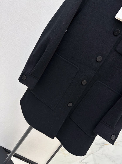 Hermes/26 Fall/Winter Latest Mid-Length Shirt-Style Double-Faced Wool Coat