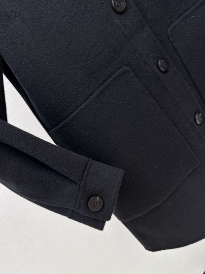 Hermes/26 Fall/Winter Latest Mid-Length Shirt-Style Double-Faced Wool Coat