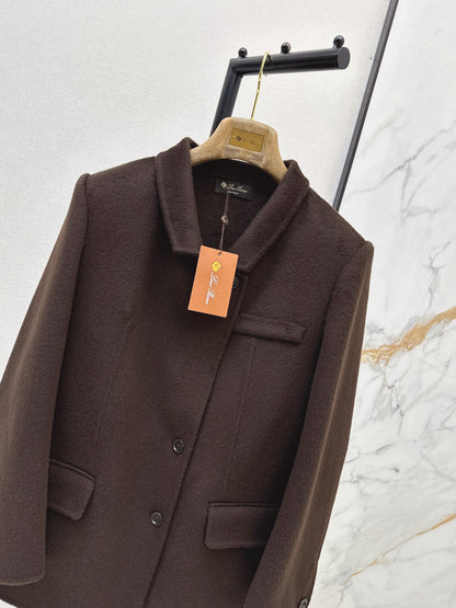 Loro Piana/26 Fall & Winter Latest Double-Faced Wool Coat with Lapel