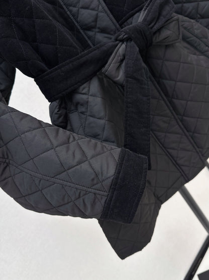 Hermès / 26 Fall-Winter Latest Patchwork Design Mid-Length Cotton Coat