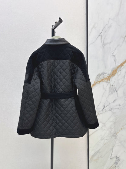 Hermès / 26 Fall-Winter Latest Patchwork Design Mid-Length Cotton Coat