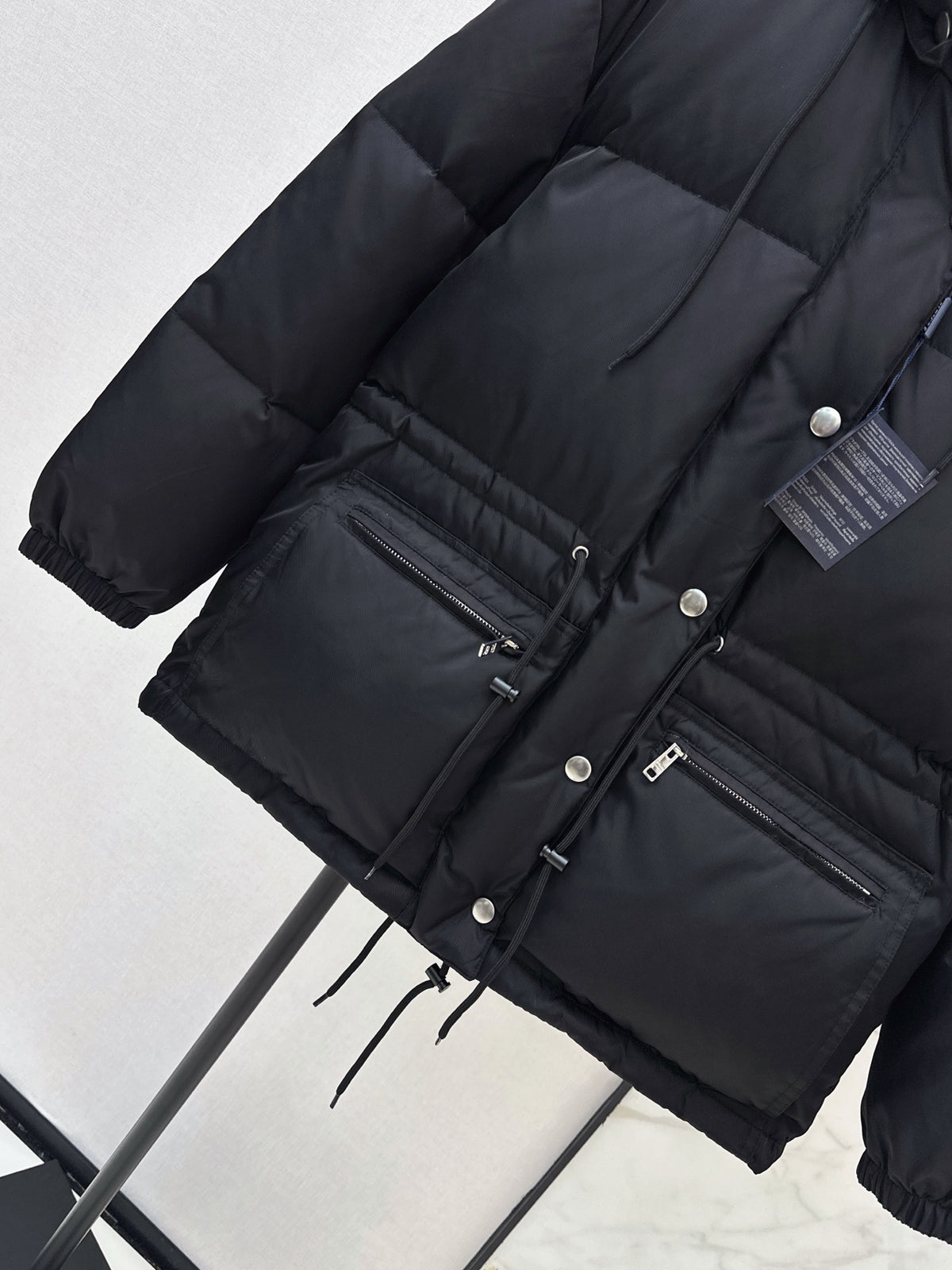 Prada/26 Hooded Waist-Cinching Down Jacket