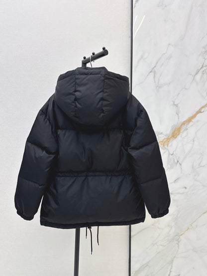 Prada/26 Hooded Waist-Cinching Down Jacket