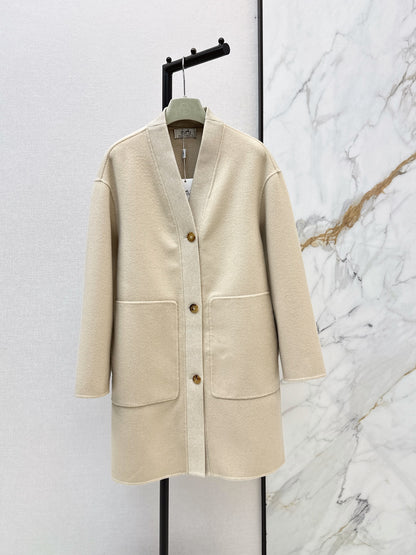 26 Fall/Winter Latest Minimalist V-Neck Double-Faced Wool Coat