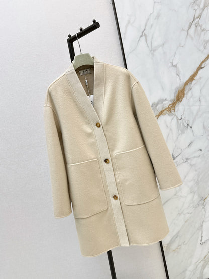 26 Fall/Winter Latest Minimalist V-Neck Double-Faced Wool Coat
