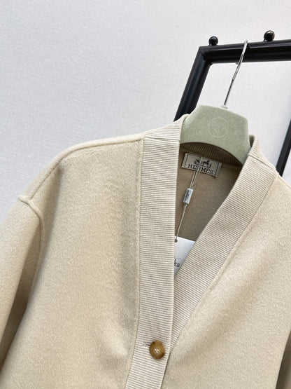 26 Fall/Winter Latest Minimalist V-Neck Double-Faced Wool Coat