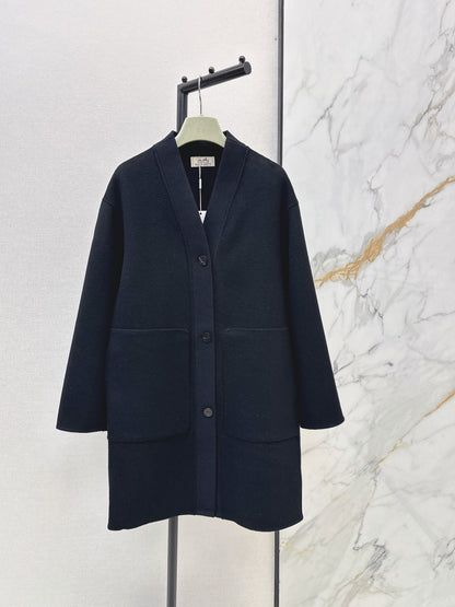 26 Fall/Winter Latest Minimalist V-Neck Double-Faced Wool Coat