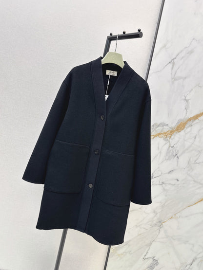 26 Fall/Winter Latest Minimalist V-Neck Double-Faced Wool Coat