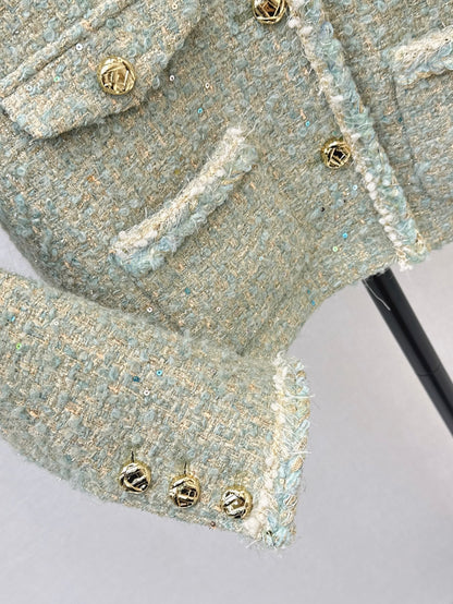 26 Fall/Winter Latest Four-Pocket Decorative Round-Neck Knit Jacket