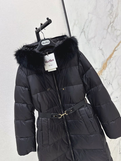26 Fall/Winter Latest Hooded Mid-Length Down Jacket with Fur Collar