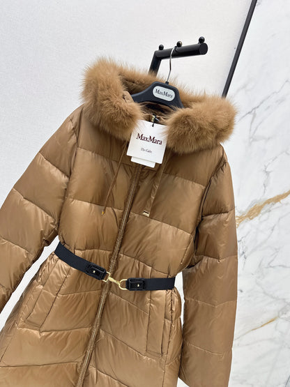 26 Fall/Winter Latest Hooded Mid-Length Down Jacket with Fur Collar