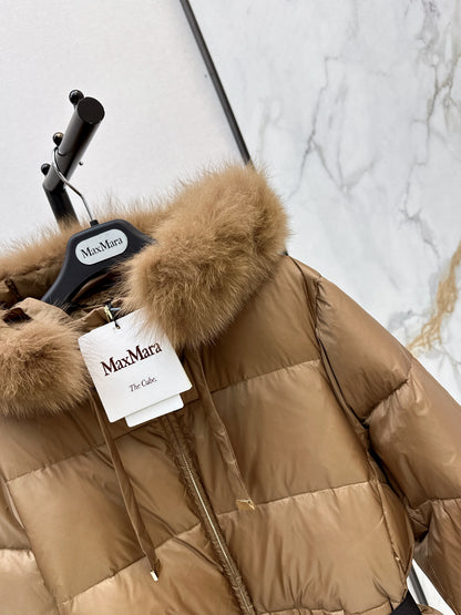 26 Fall/Winter Latest Hooded Mid-Length Down Jacket with Fur Collar