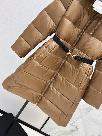 26 Fall/Winter Latest Hooded Mid-Length Down Jacket with Fur Collar