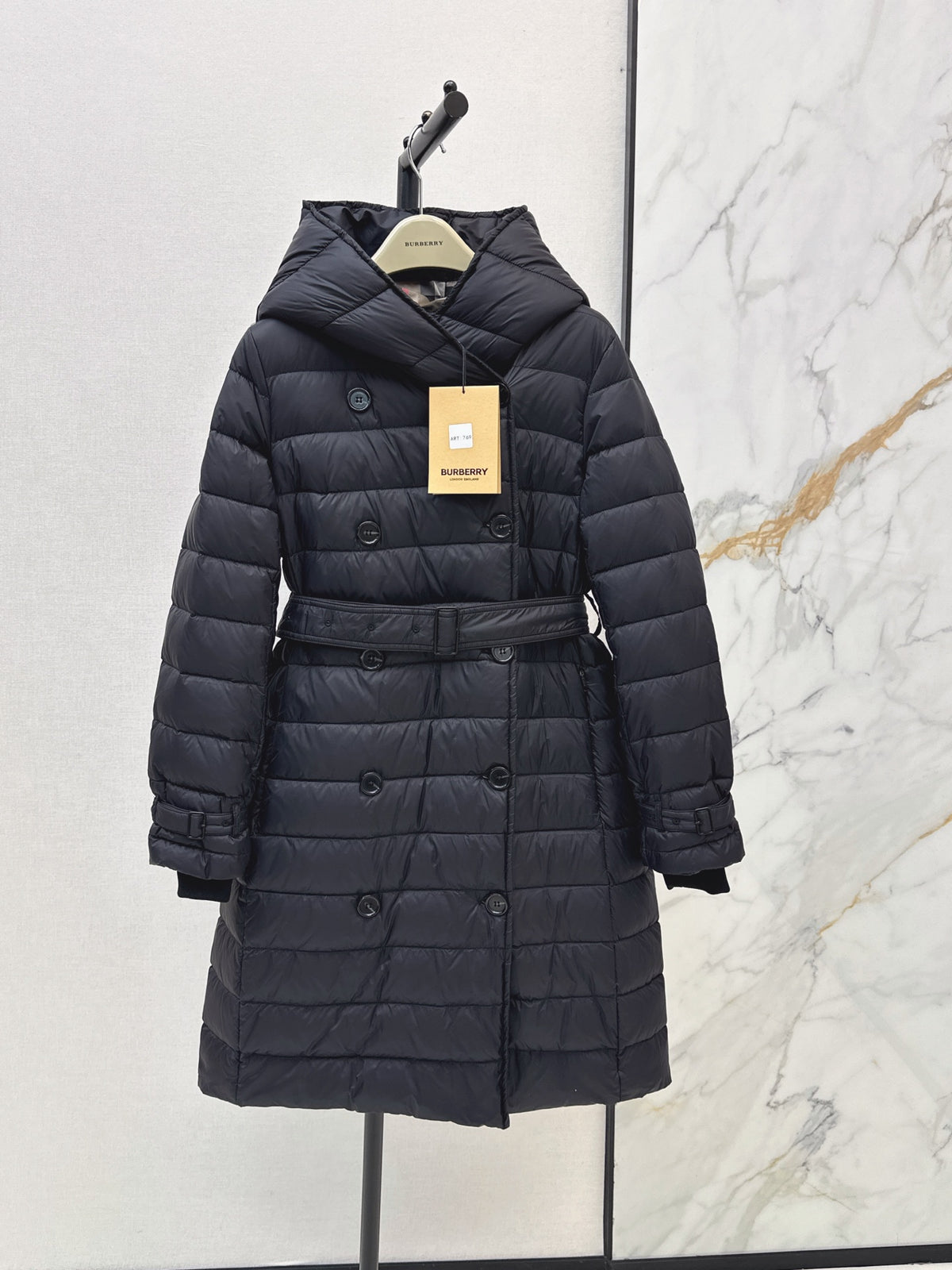 26 Fall/Winter New Classic Double-Breasted Hooded Long Down Coat