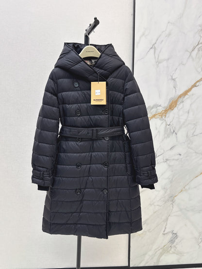 26 Fall/Winter New Classic Double-Breasted Hooded Long Down Coat