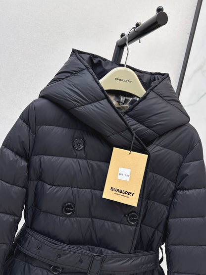 26 Fall/Winter New Classic Double-Breasted Hooded Long Down Coat