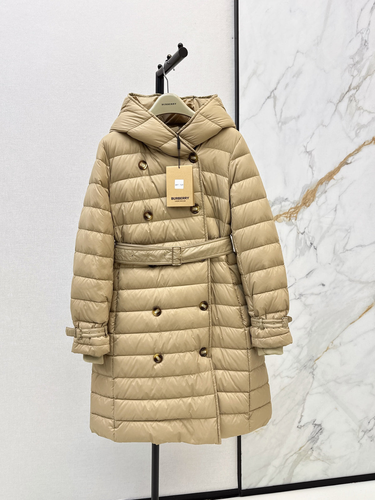 26 Fall/Winter New Classic Double-Breasted Hooded Long Down Coat