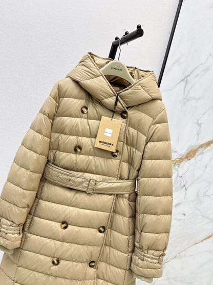 26 Fall/Winter New Classic Double-Breasted Hooded Long Down Coat