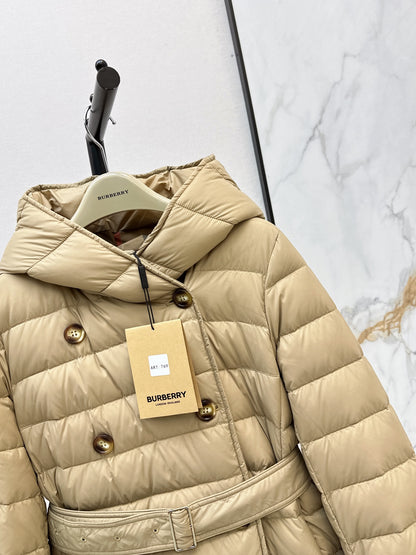26 Fall/Winter New Classic Double-Breasted Hooded Long Down Coat